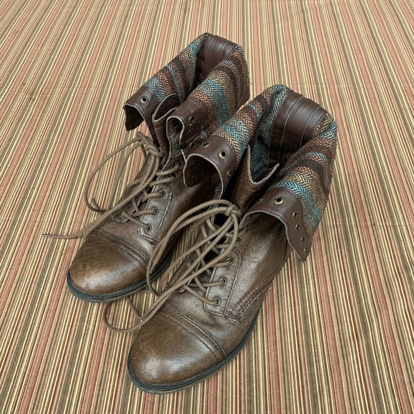 STEVE MADDEN leather Parto brown combat boots Size 8.5 - Picture 5 of 16
